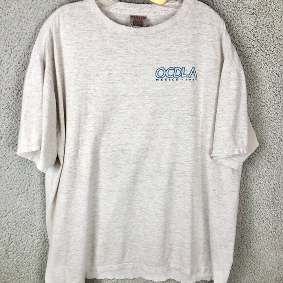 Vintage 90s Mexico Beach Crab Tourist Tee XL Oneita 1997 Graphic Gray Mismaloya - Picture 2 of 6